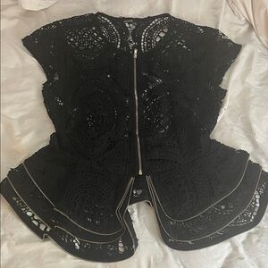 Love Culture Black Lace Zip-Up Blouse